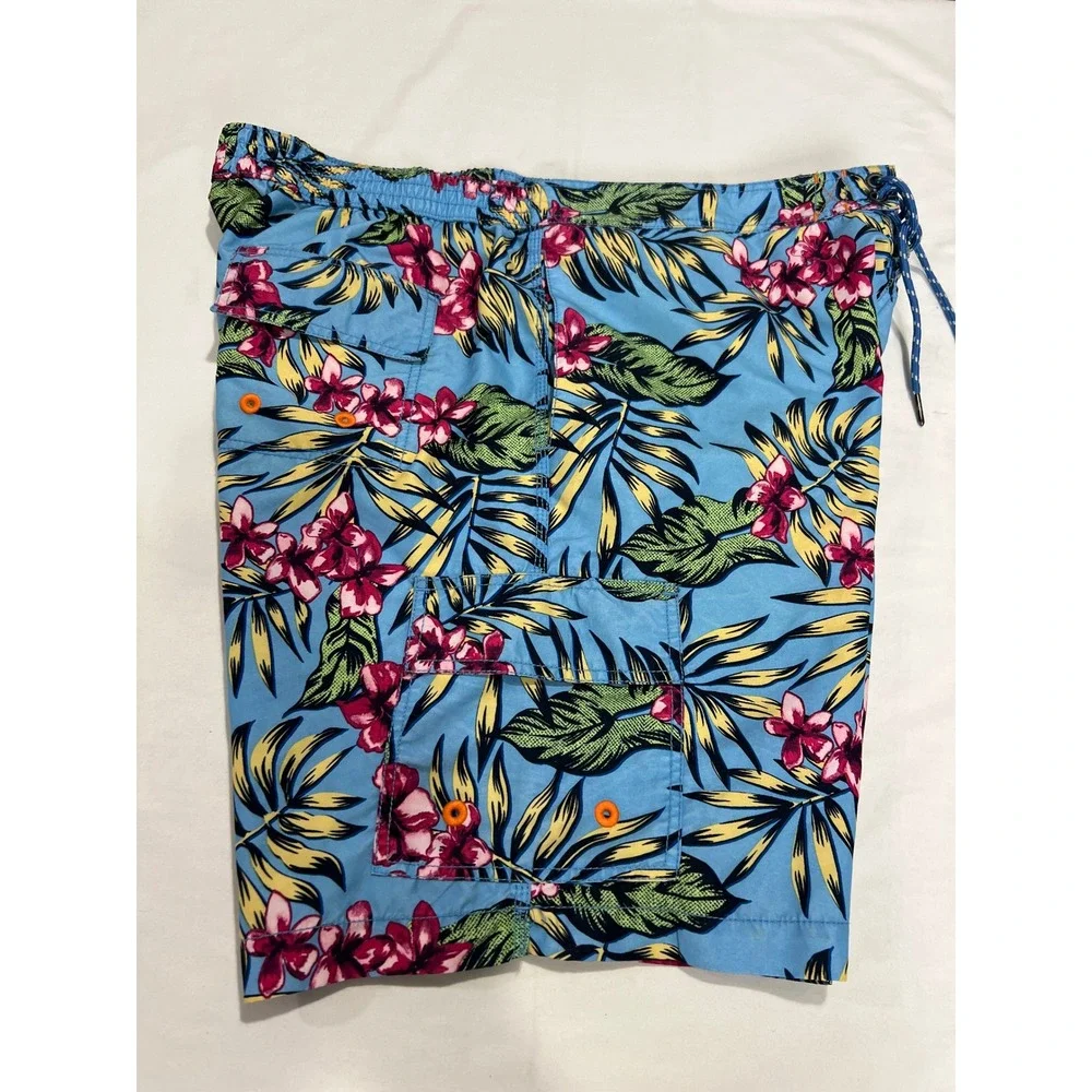 Tommy Bahama Swim Trunk Men XL Blue Floral Tropical Cargo Pocket Board Short F25